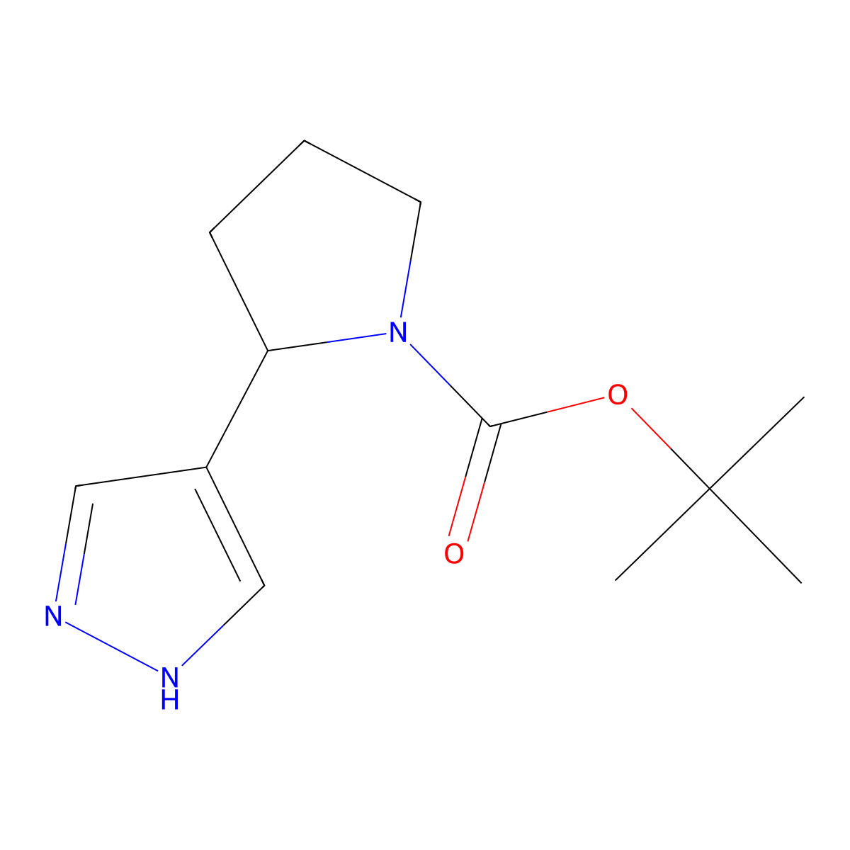 t-Butyl 2-(1H-pyrazol-4-yl)pyrrolidine-1-carboxylate molecular structure, CAS 1860028-24-5