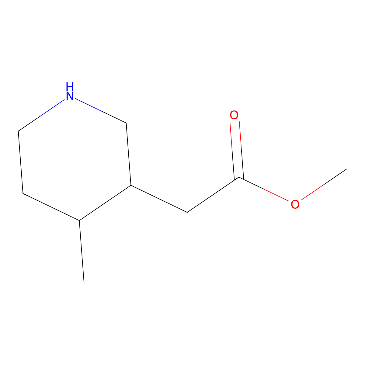 Methyl 2-(4-methylpiperidin-3-yl)acetate molecular structure, CAS 1860028-38-1