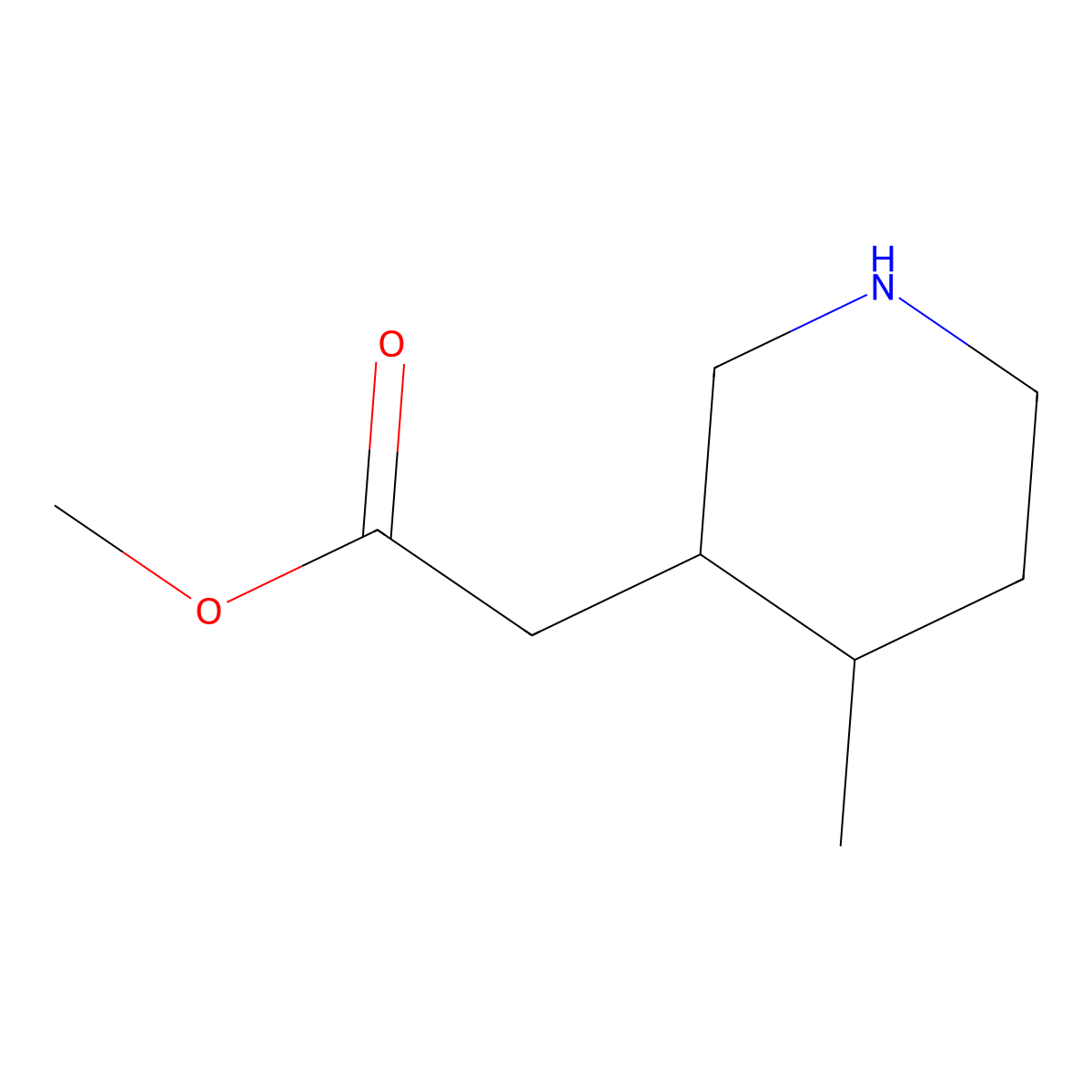 Methyl 2-(4-methylpiperidin-3-yl)acetate molecular structure, CAS 1860028-38-1