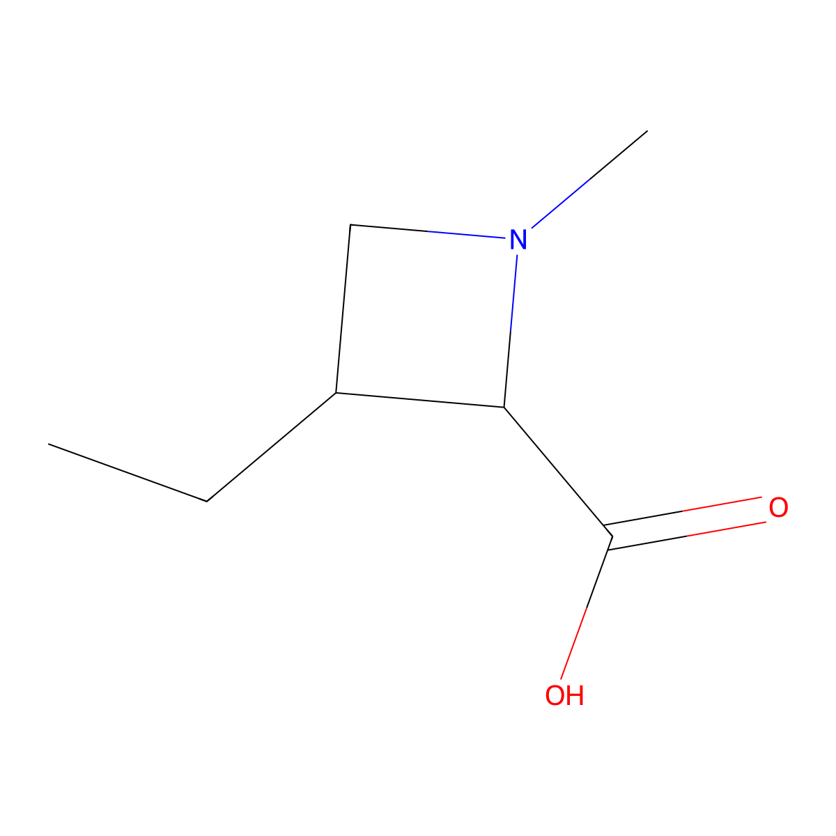 (2S)-3-ethyl-1-methylazetidine-2-carboxylic acid molecular structure, CAS 1860067-55-5