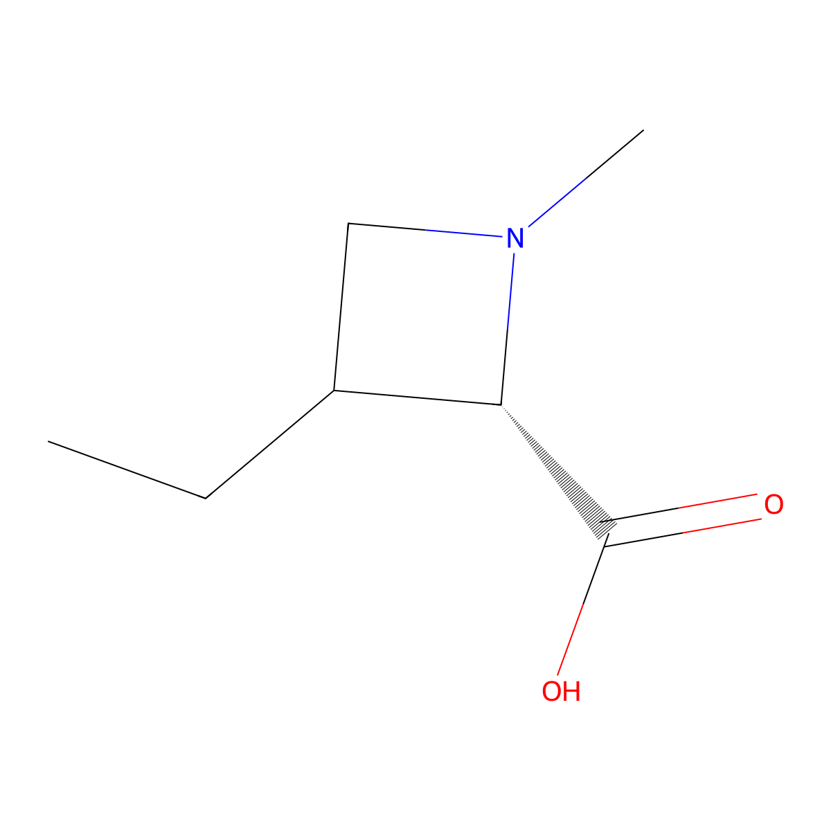 (2S)-3-ethyl-1-methylazetidine-2-carboxylic acid molecular structure, CAS 1860067-55-5