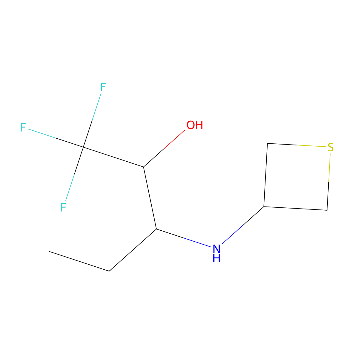 1,1,1-Trifluoro-3-(thietan-3-ylamino)pentan-2-ol molecular structure, CAS 1860074-48-1