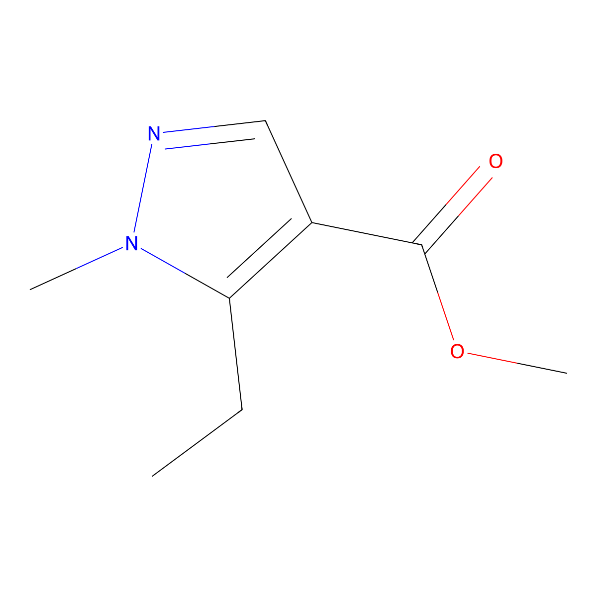 Methyl 5-ethyl-1-methyl-1H-pyrazole-4-carboxylate molecular structure, CAS 1860090-40-9