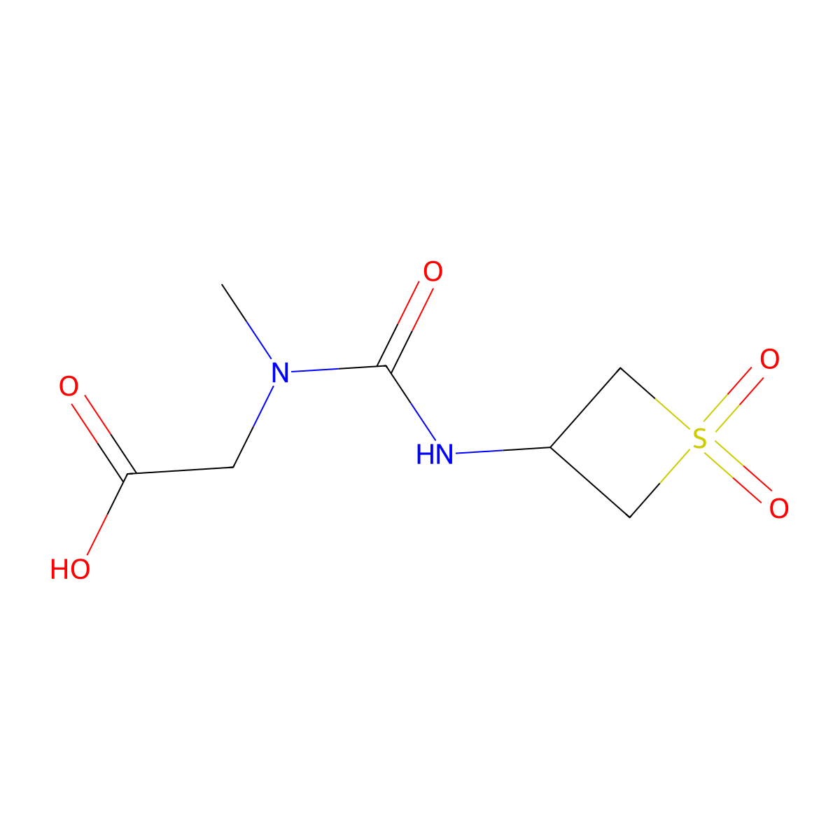 N-((1,1-Dioxidothietan-3-yl)carbamoyl)-N-methylglycine molecular structure, CAS 1860093-85-1