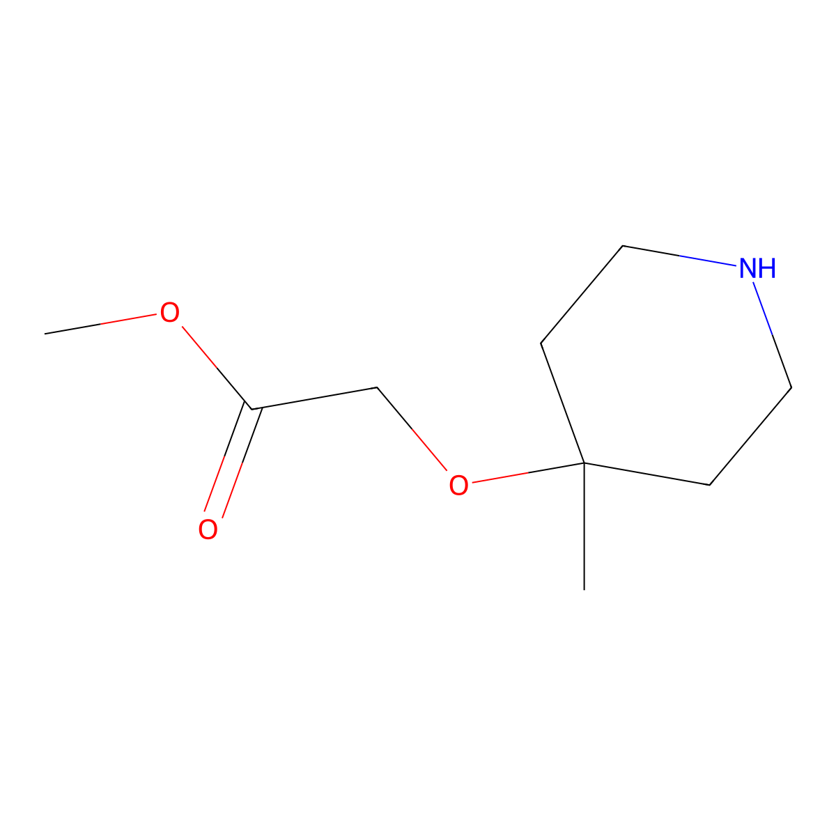 Methyl 2-[(4-methylpiperidin-4-yl)oxy]acetate molecular structure, CAS 1860100-82-8