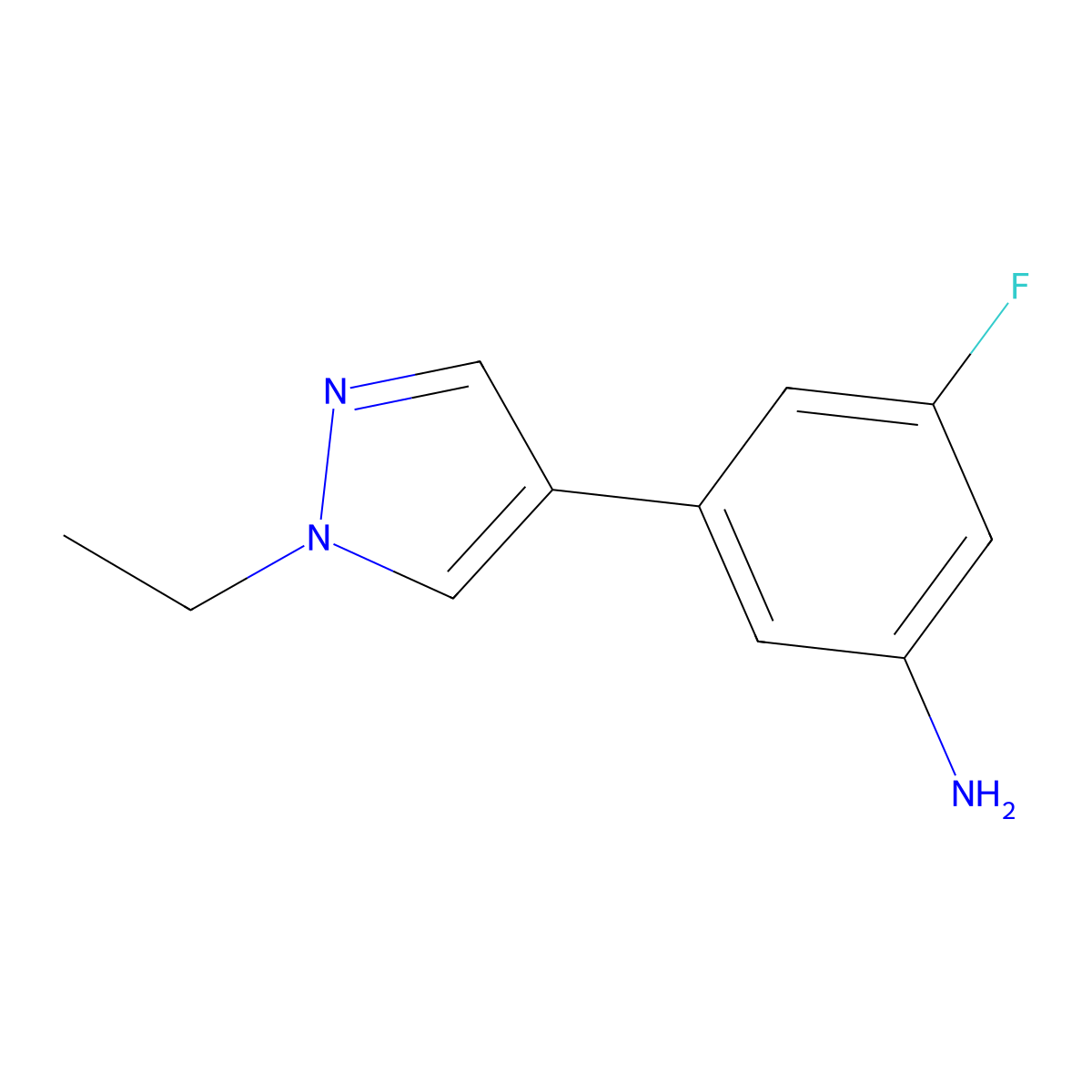 3-(1-Ethyl-1H-pyrazol-4-yl)-5-fluoroaniline molecular structure, CAS 1860132-04-2