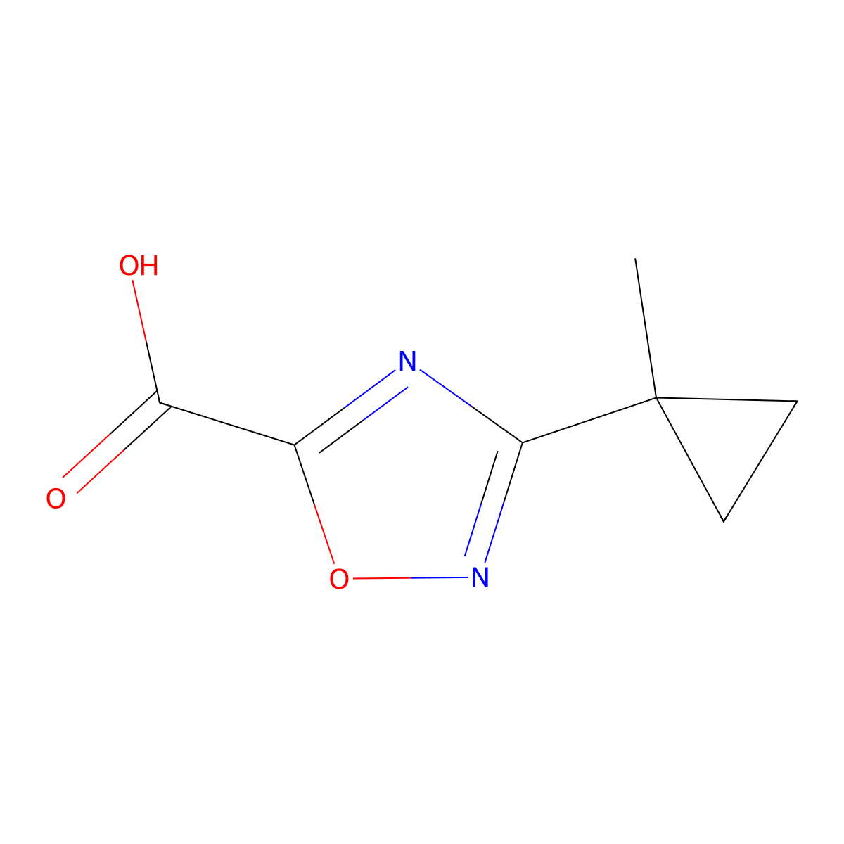 3-(1-Methylcyclopropyl)-1,2,4-oxadiazole-5-carboxylic acid molecular structure, CAS 1860179-53-8