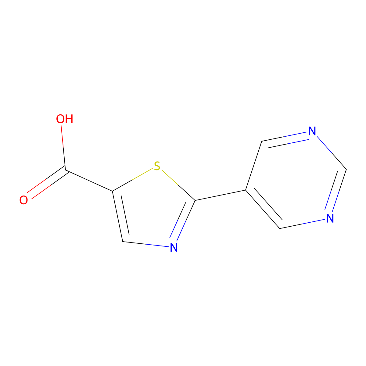 2-(Pyrimidin-5-yl)-1,3-thiazole-5-carboxylic acid molecular structure, CAS 1860194-49-5