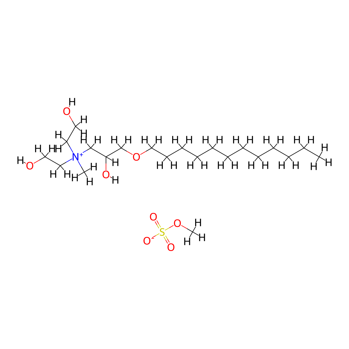 1-Propanaminium, 3-(dodecyloxy)-2-hydroxy-N,N-bis(2-hydroxyethyl)-N-methyl-, methyl sulfate (1:1) molecular structure, CAS 18602-17-0