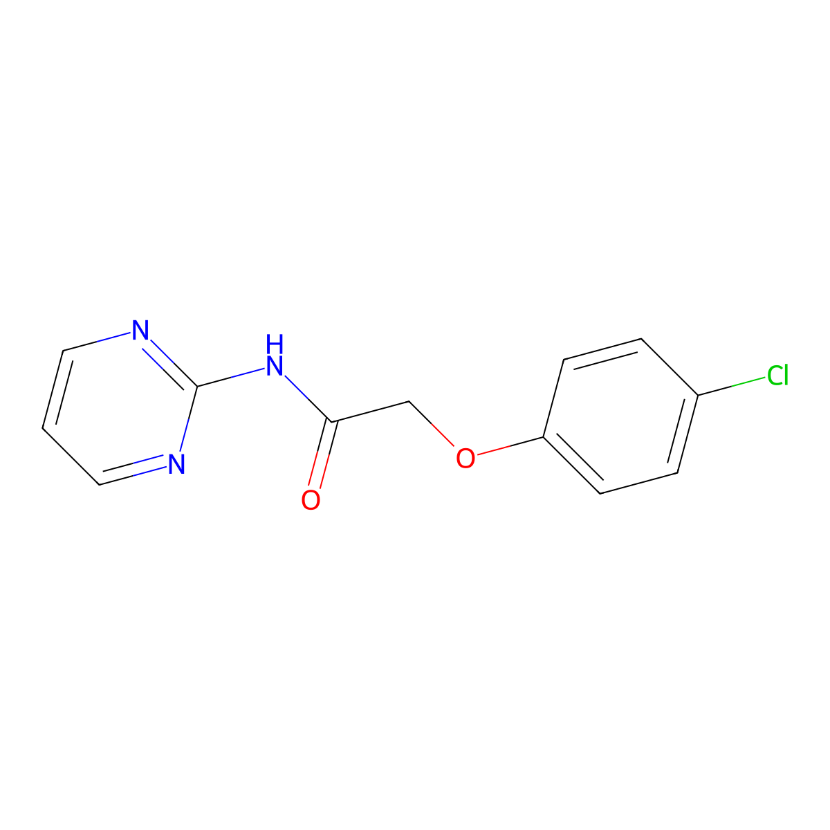 2-(4-chlorophenoxy)-N-(pyrimidin-2-yl)acetamide molecular structure, CAS 18602-68-1