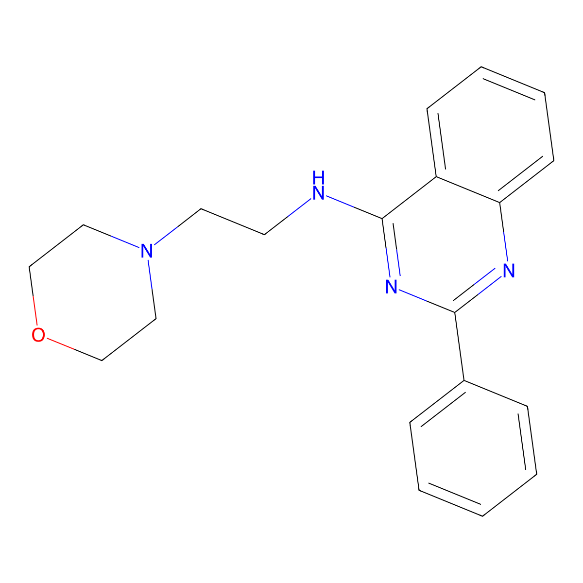 N-(2-(4-Morpholinyl)ethyl)-2-phenyl-4-quinazolinamine molecular structure, CAS 18602-70-5