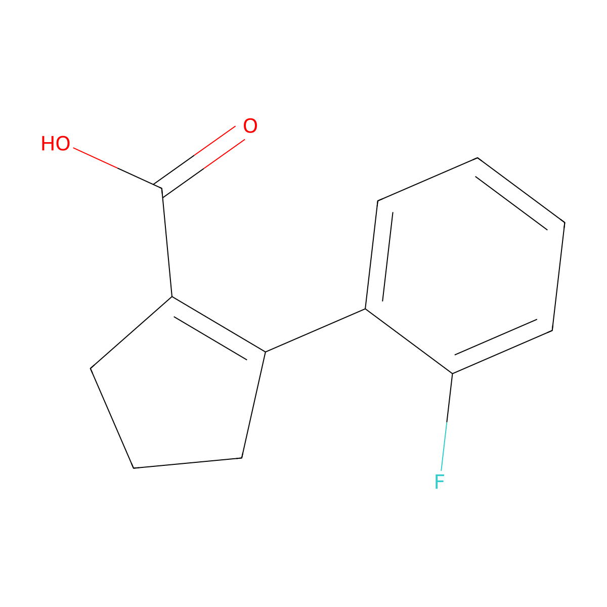 2-(2-Fluorophenyl)cyclopent-1-ene-1-carboxylic acid molecular structure, CAS 1860202-58-9
