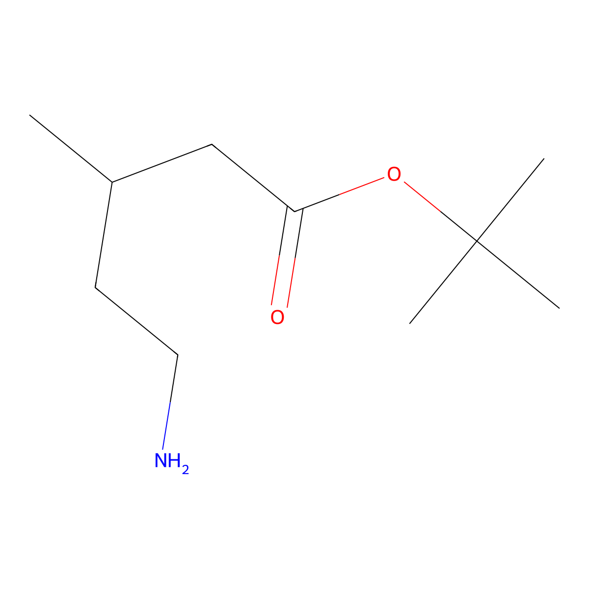 Tert-butyl 5-amino-3-methylpentanoate molecular structure, CAS 1860204-10-9