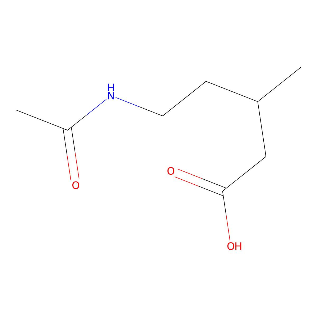 5-Acetamido-3-methylpentanoic acid molecular structure, CAS 1860241-38-8