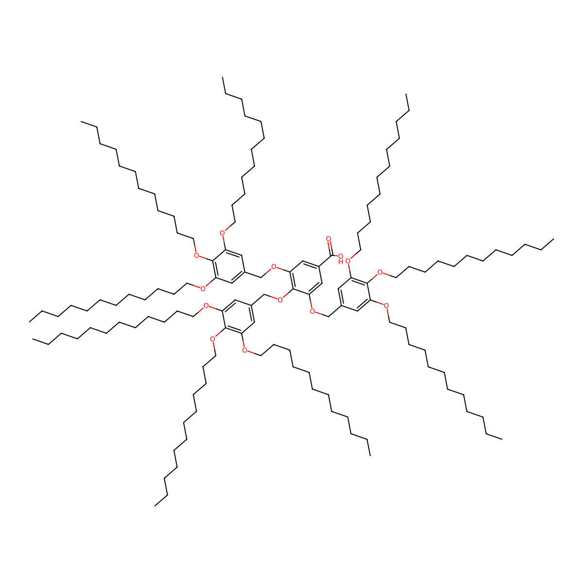 Benzoic acid, 3,4,5-tris[[3,4,5-tris(dodecyloxy)phenyl]methoxy]- molecular structure, CAS 186031-59-4