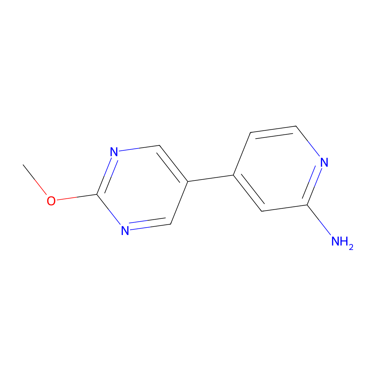 4-(2-Methoxy-5-pyrimidinyl)-2-pyridinamine molecular structure, CAS 1860313-58-1