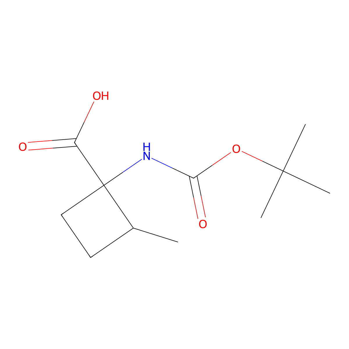 1-((tert-Butoxycarbonyl)amino)-2-methylcyclobutanecarboxylic acid molecular structure, CAS 1860337-63-8