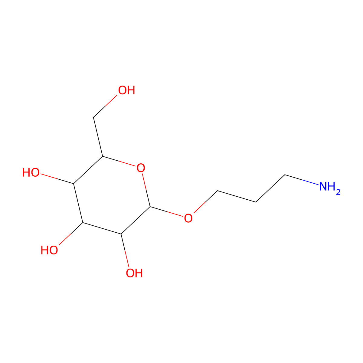 (2S,3R,4S,5S,6R)-2-(3-aminopropoxy)-6-(hydroxymethyl)oxane-3,4,5-triol molecular structure, CAS 186037-47-8