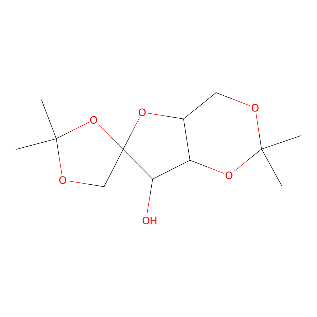 alpha-L-Sorbofuranose, 1,2:4,6-bis-O-(1-methylethylidene)- molecular structure, CAS 18604-19-8