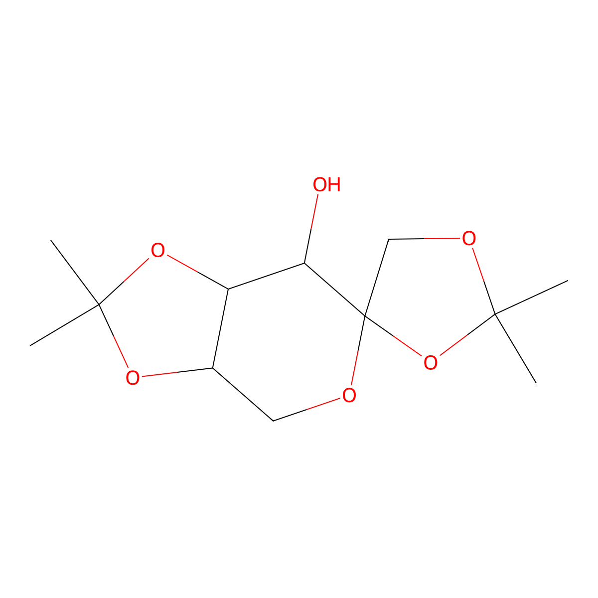 (3a'S,4S,7'S,7a'S)-2,2,2',2'-Tetramethyltetrahydrospiro[[1,3]dioxolane-4,6'-[1,3]dioxolo[4,5-c]pyran]-7'-ol molecular structure, CAS 18604-28-9