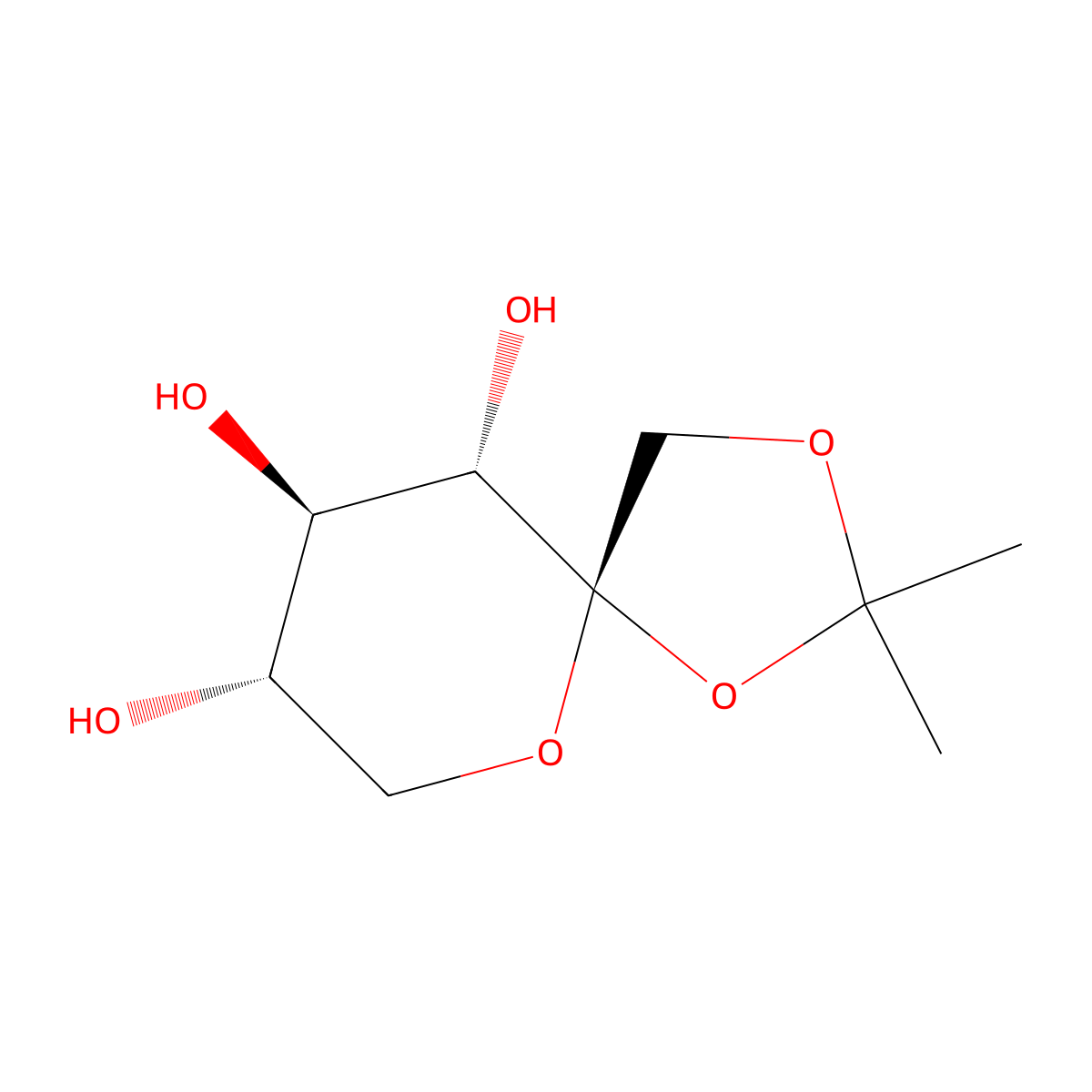 alpha-l-Sorbopyranose, 1,2-O-(1-methylethylidene)- molecular structure, CAS 18604-34-7
