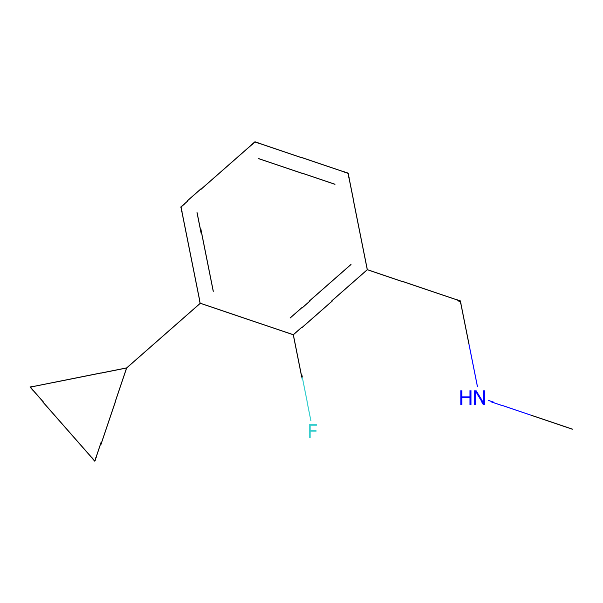 ((3-Cyclopropyl-2-fluorophenyl)methyl)(methyl)amine molecular structure, CAS 1860401-22-4