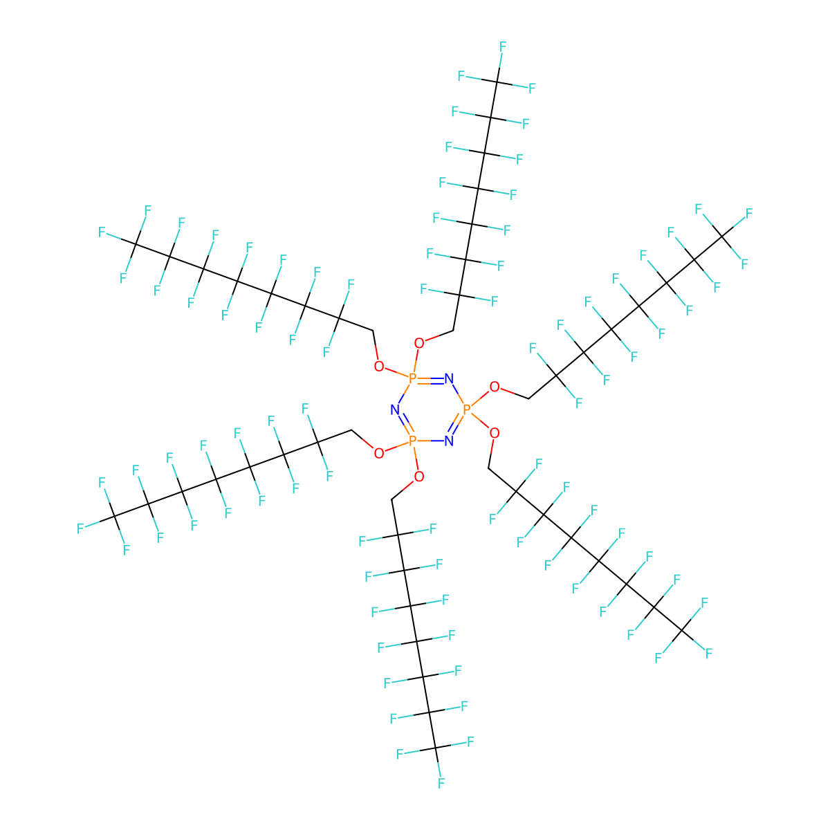 Hexakis(1H,1H-perfluorooctyloxy)phosphazene molecular structure, CAS 186043-52-7
