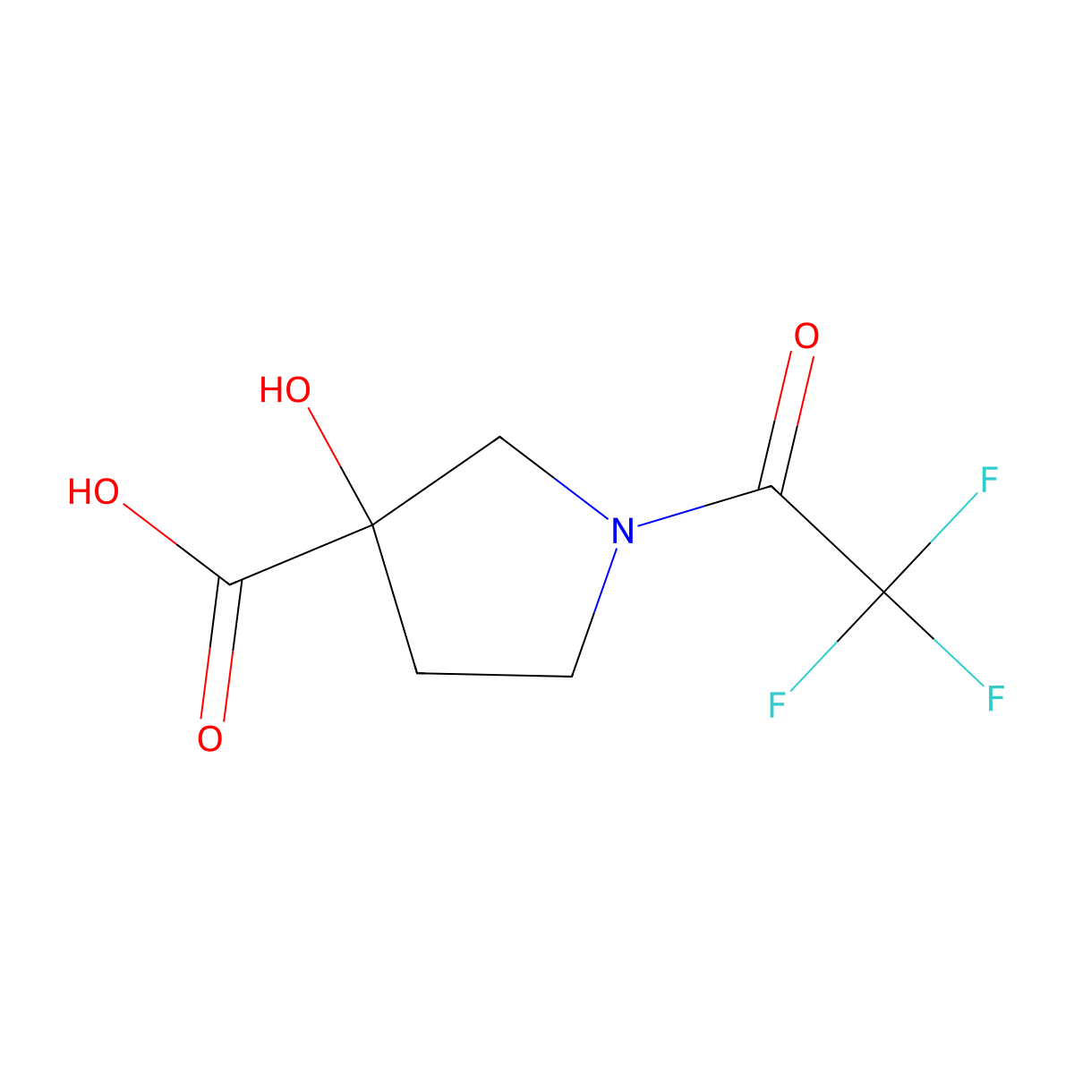 3-Hydroxy-1-(trifluoroacetyl)pyrrolidine-3-carboxylic acid molecular structure, CAS 1860441-38-8