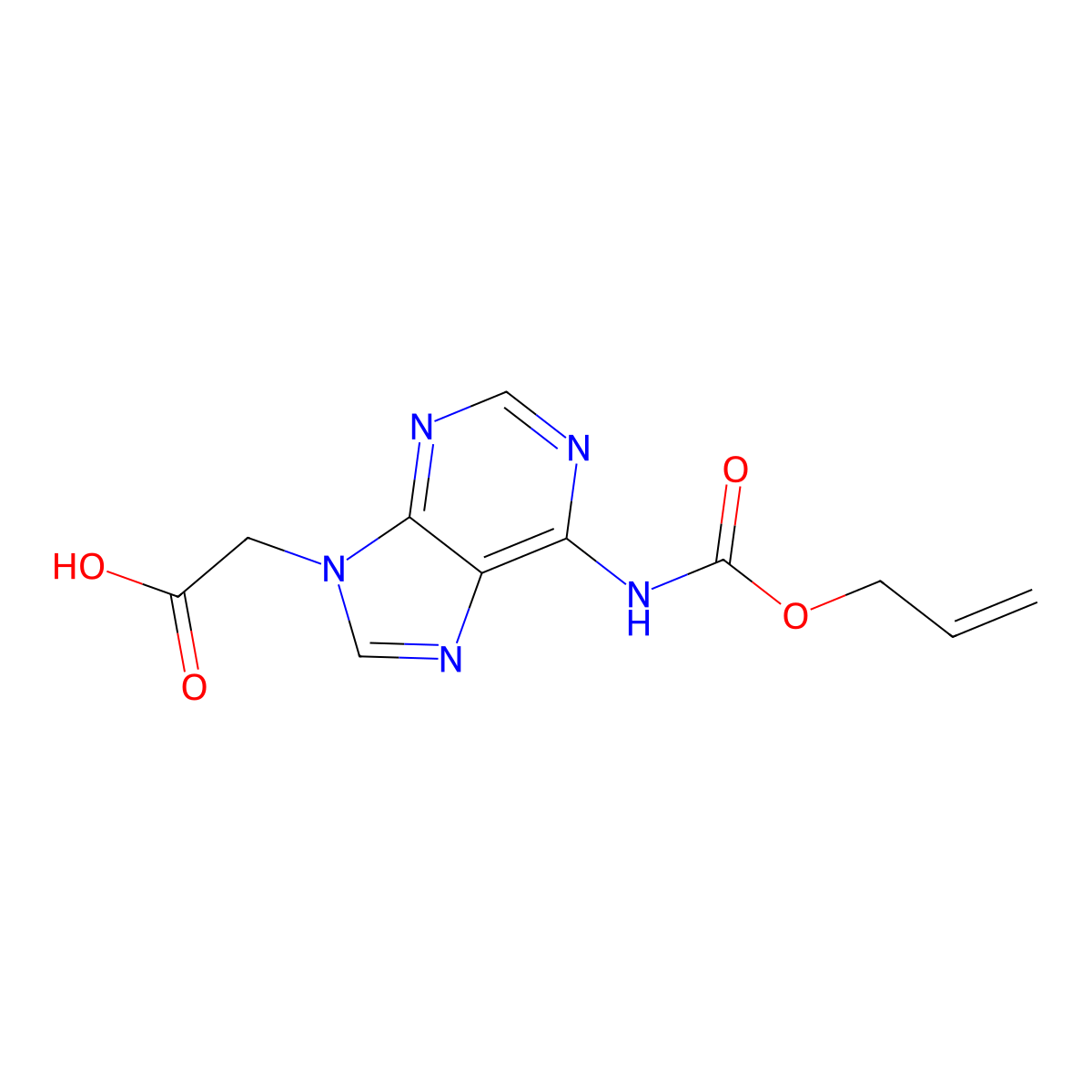 2-(6-{[(prop-2-en-1-yloxy)carbonyl]amino}-9H-purin-9-yl)acetic acid molecular structure, CAS 186047-00-7