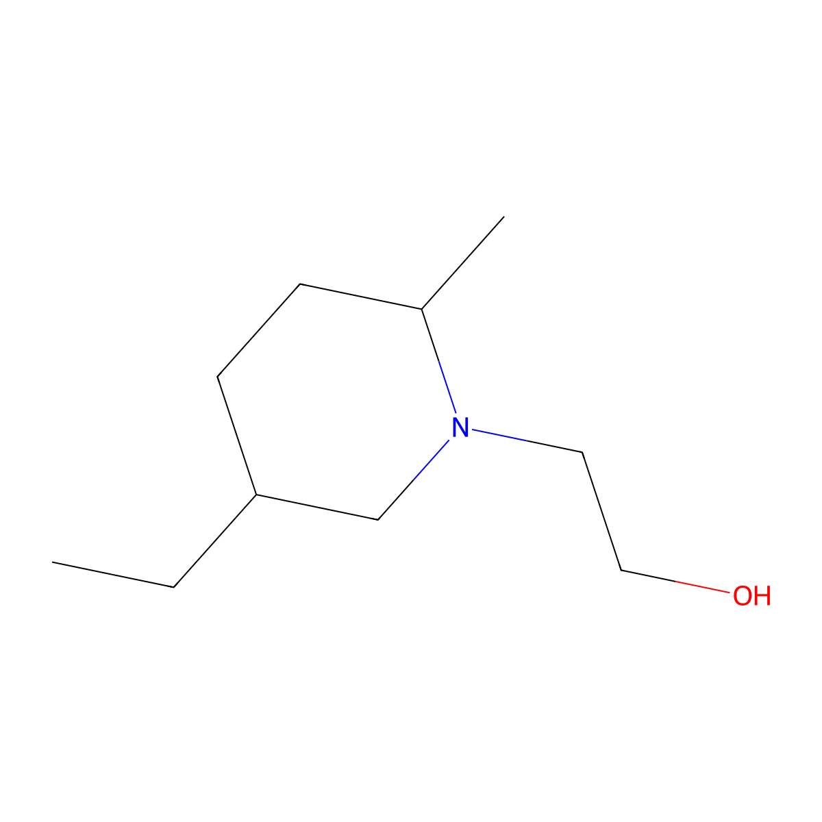1-Piperidineethanol, 5-ethyl-2-methyl- molecular structure, CAS 18605-02-2