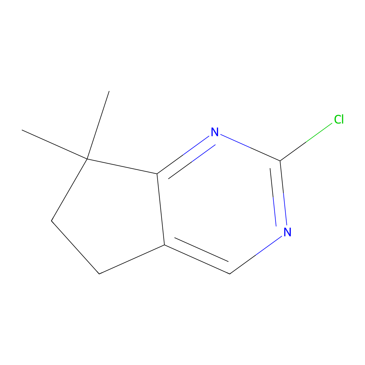 2-chloro-7,7-dimethyl-5H,6H,7H-cyclopenta[d]pyrimidine molecular structure, CAS 1860546-51-5