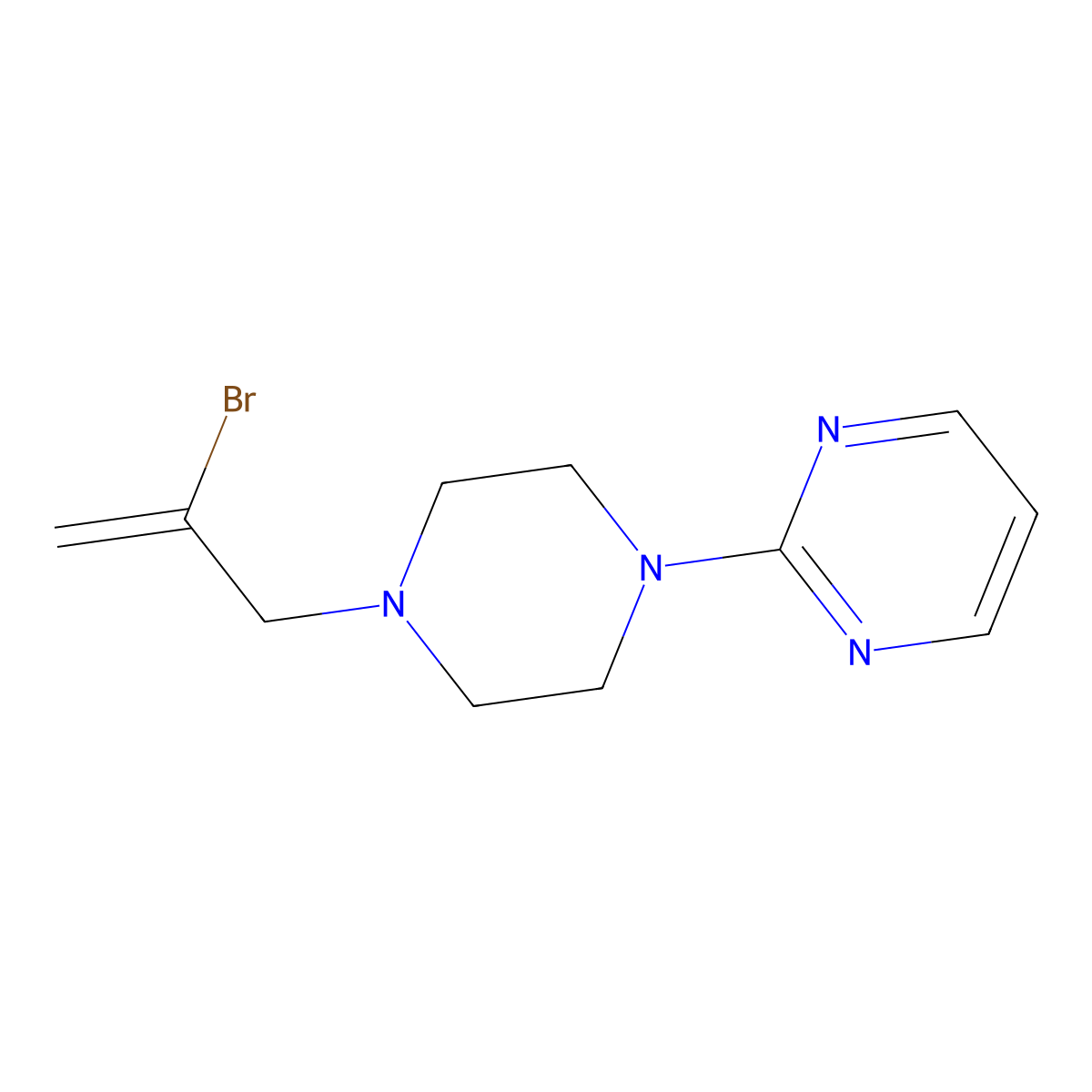 2-[4-(2-Bromoprop-2-en-1-yl)piperazin-1-yl]pyrimidine molecular structure, CAS 1860547-65-4