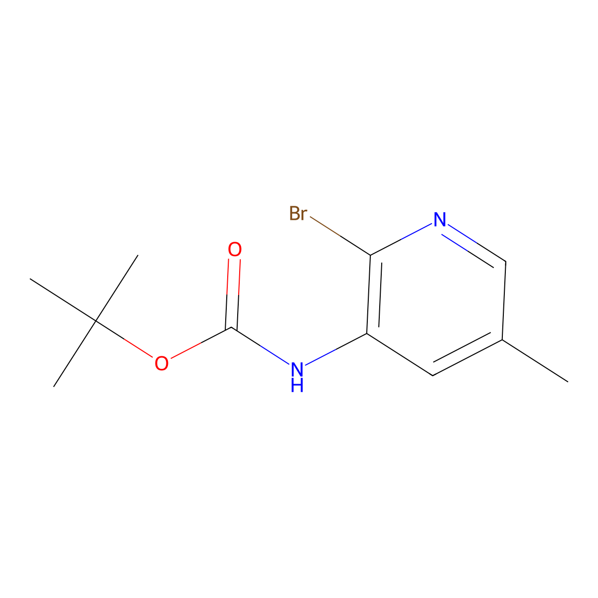 tert-butyl N-(2-bromo-5-methyl-3-pyridyl)carbamate molecular structure, CAS 1860600-78-7