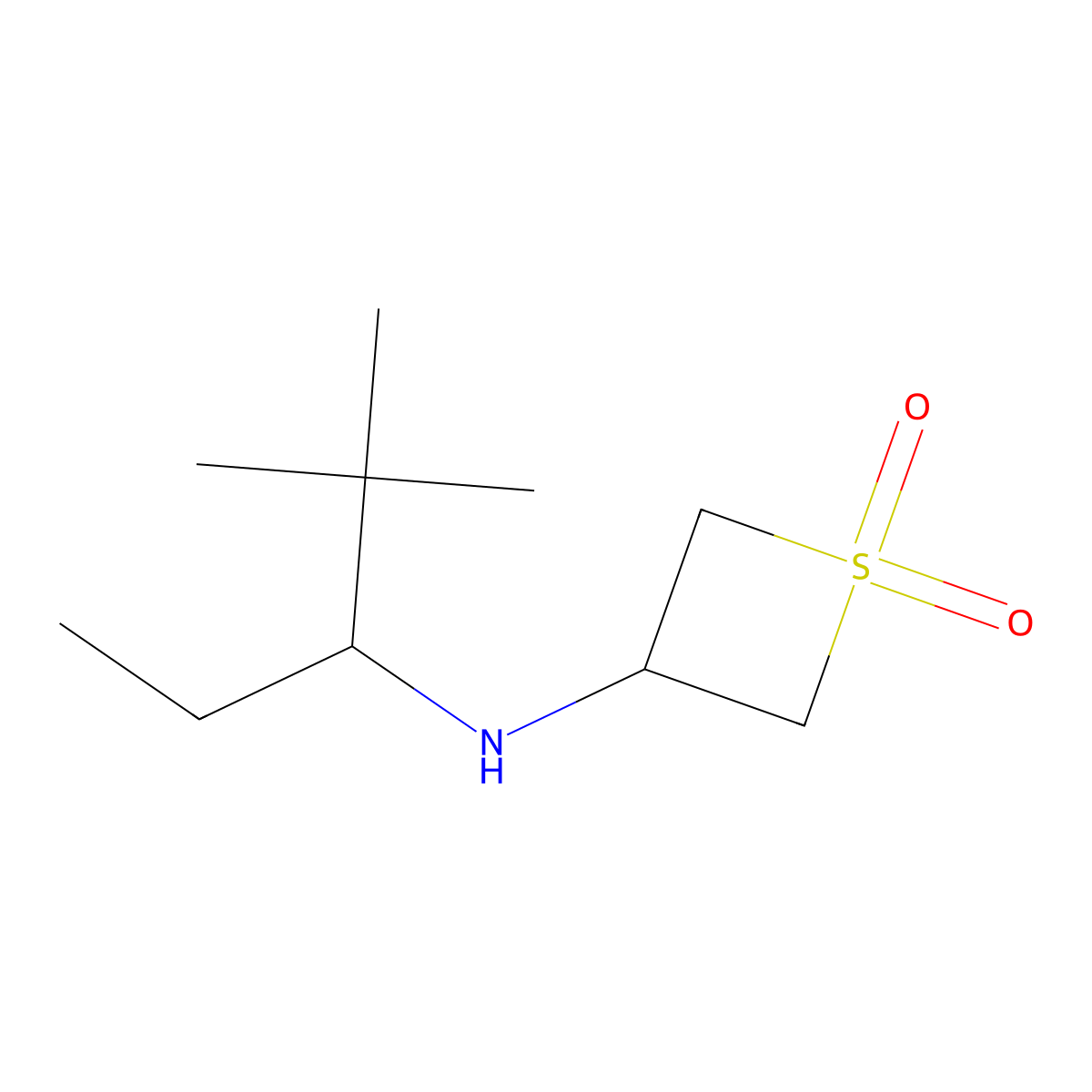 3-((2,2-Dimethylpentan-3-yl)amino)thietane 1,1-dioxide molecular structure, CAS 1860675-74-6