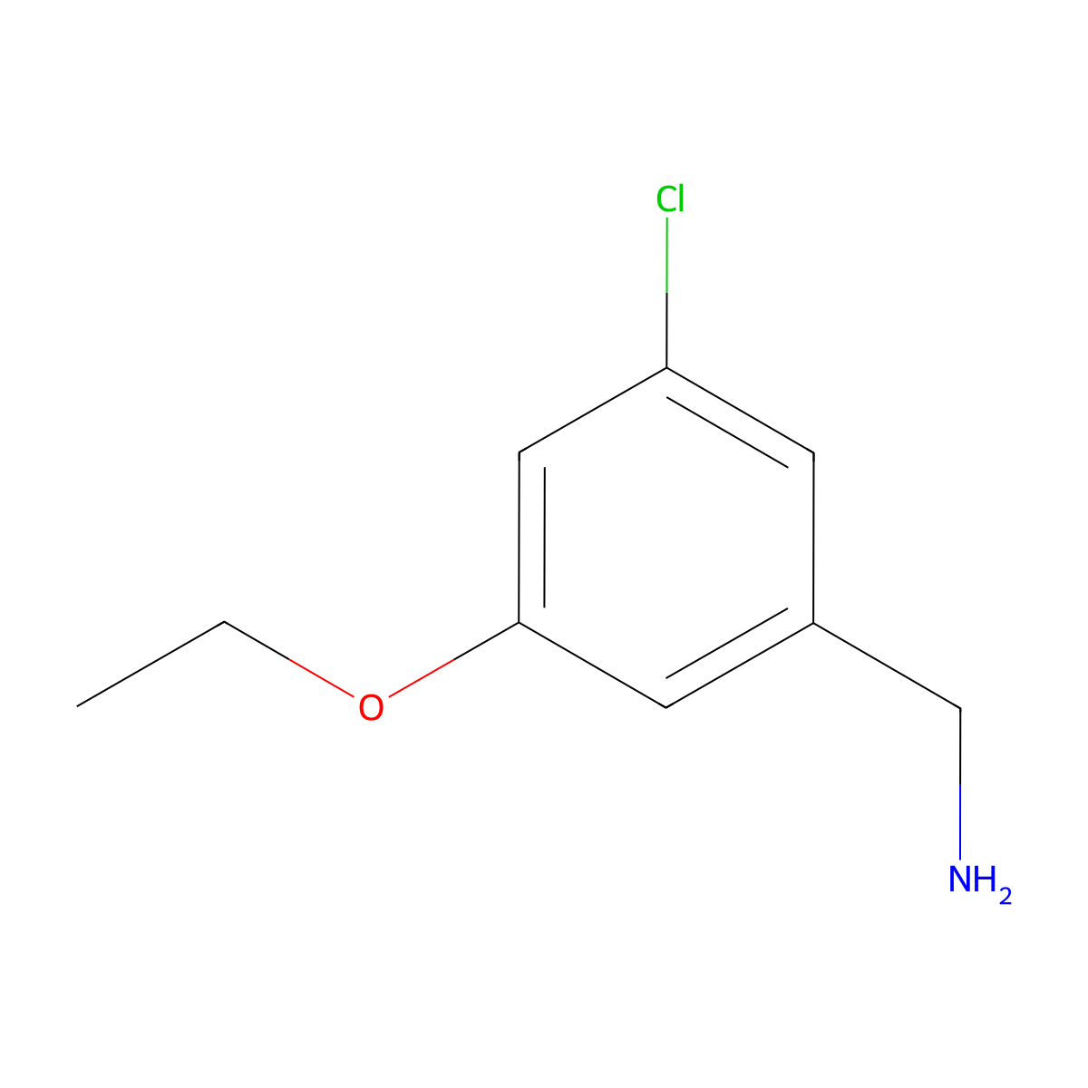(3-Chloro-5-ethoxyphenyl)methanamine molecular structure, CAS 1860683-02-8