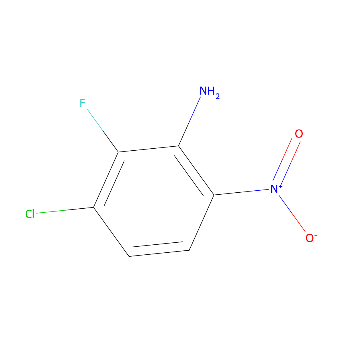 3-Chloro-2-fluoro-6-nitroaniline molecular structure, CAS 1860725-39-8