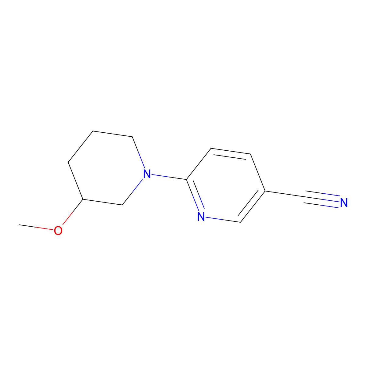 6-(3-Methoxypiperidin-1-yl)nicotinonitrile molecular structure, CAS 1860741-18-9