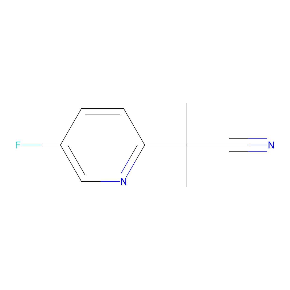 2-(5-Fluoropyridin-2-yl)-2-methylpropanenitrile molecular structure, CAS 1860759-76-7