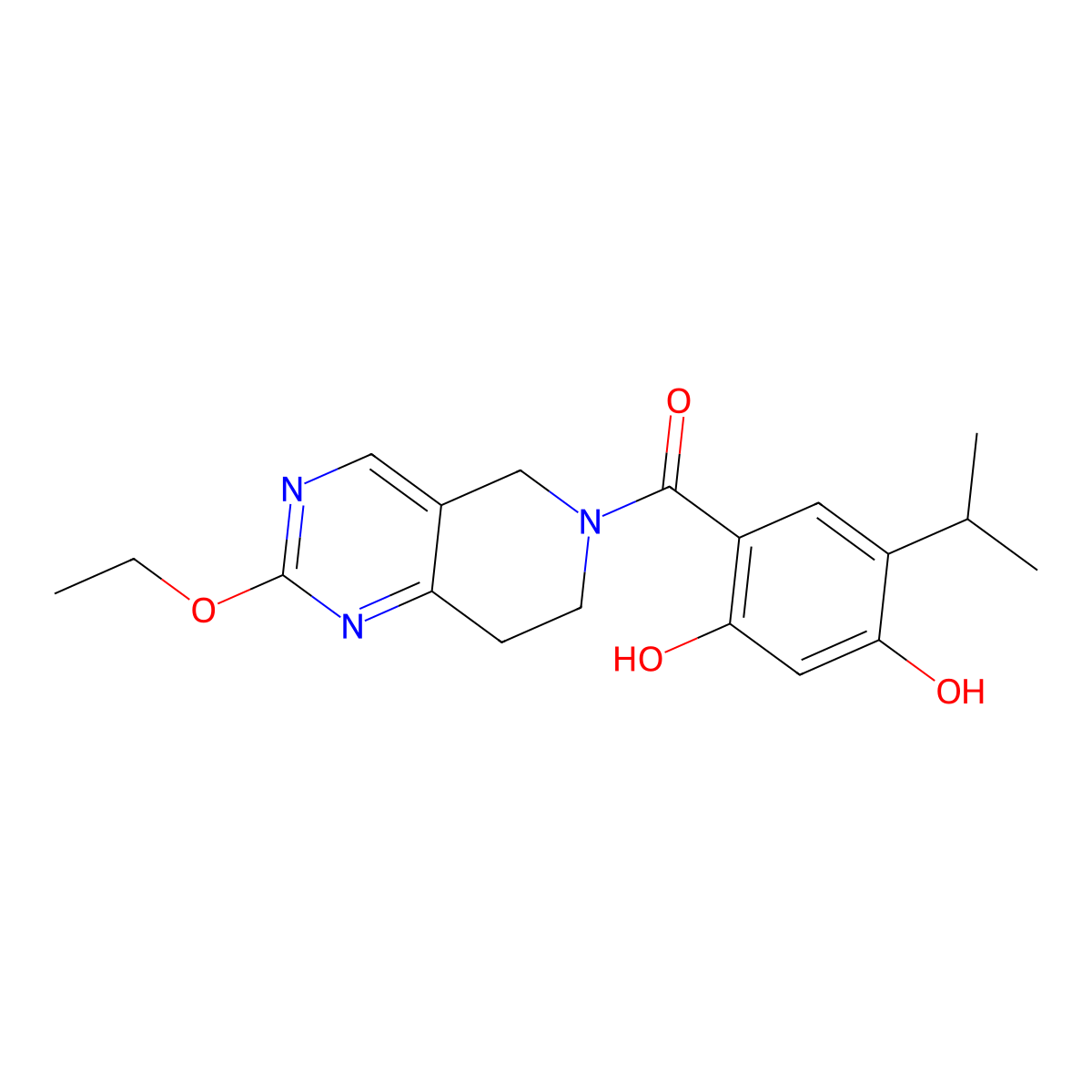 [2,4-Bis(Oxidanyl)-5-Propan-2-Yl-Phenyl]-(2-Ethoxy-7,8-Dihydro-5~{h}-Pyrido[4,3-D]pyrimidin-6-Yl)methanone molecular structure, CAS 1860793-58-3