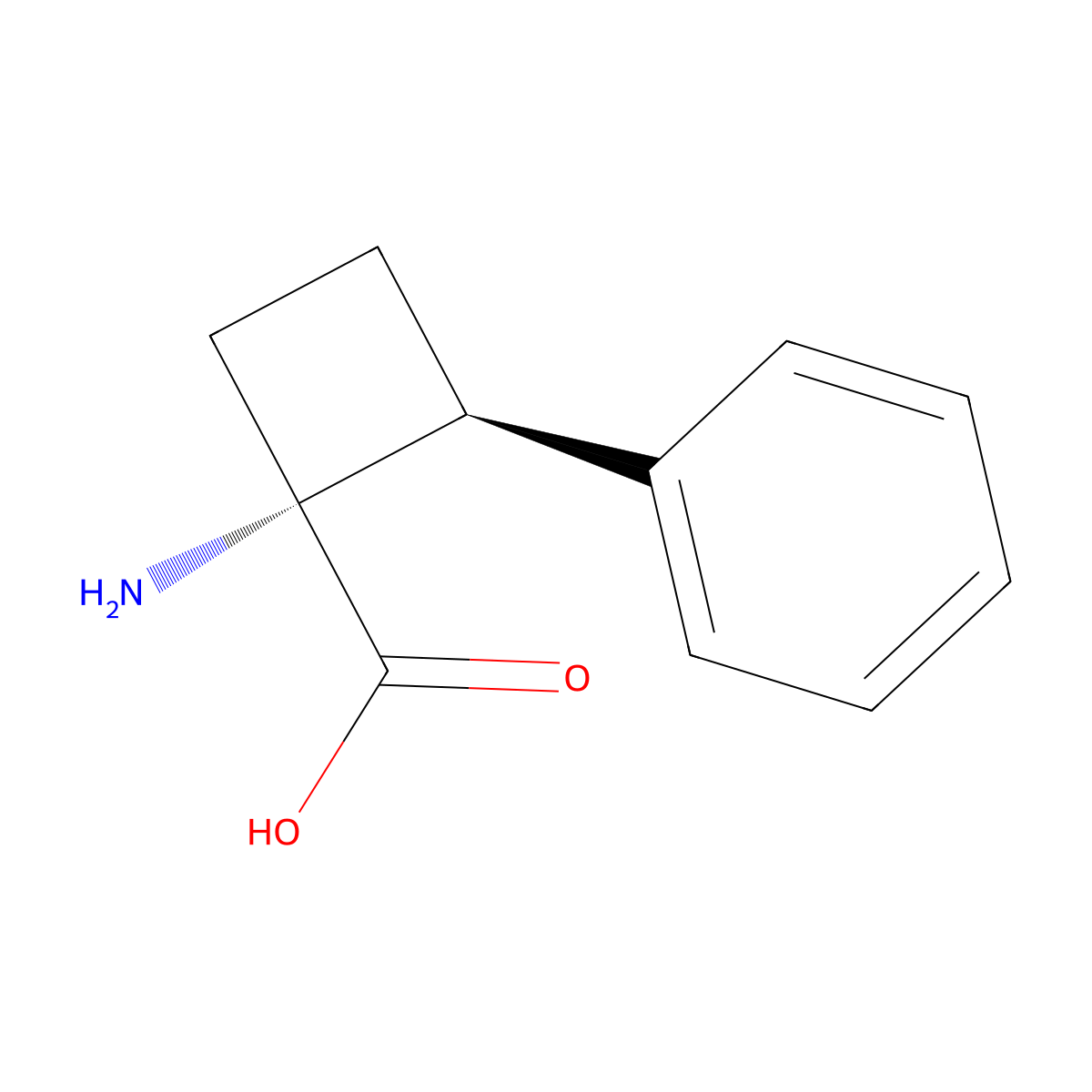 (1R,2S)-1-amino-2-phenylcyclobutane-1-carboxylic acid molecular structure, CAS 18608-67-8