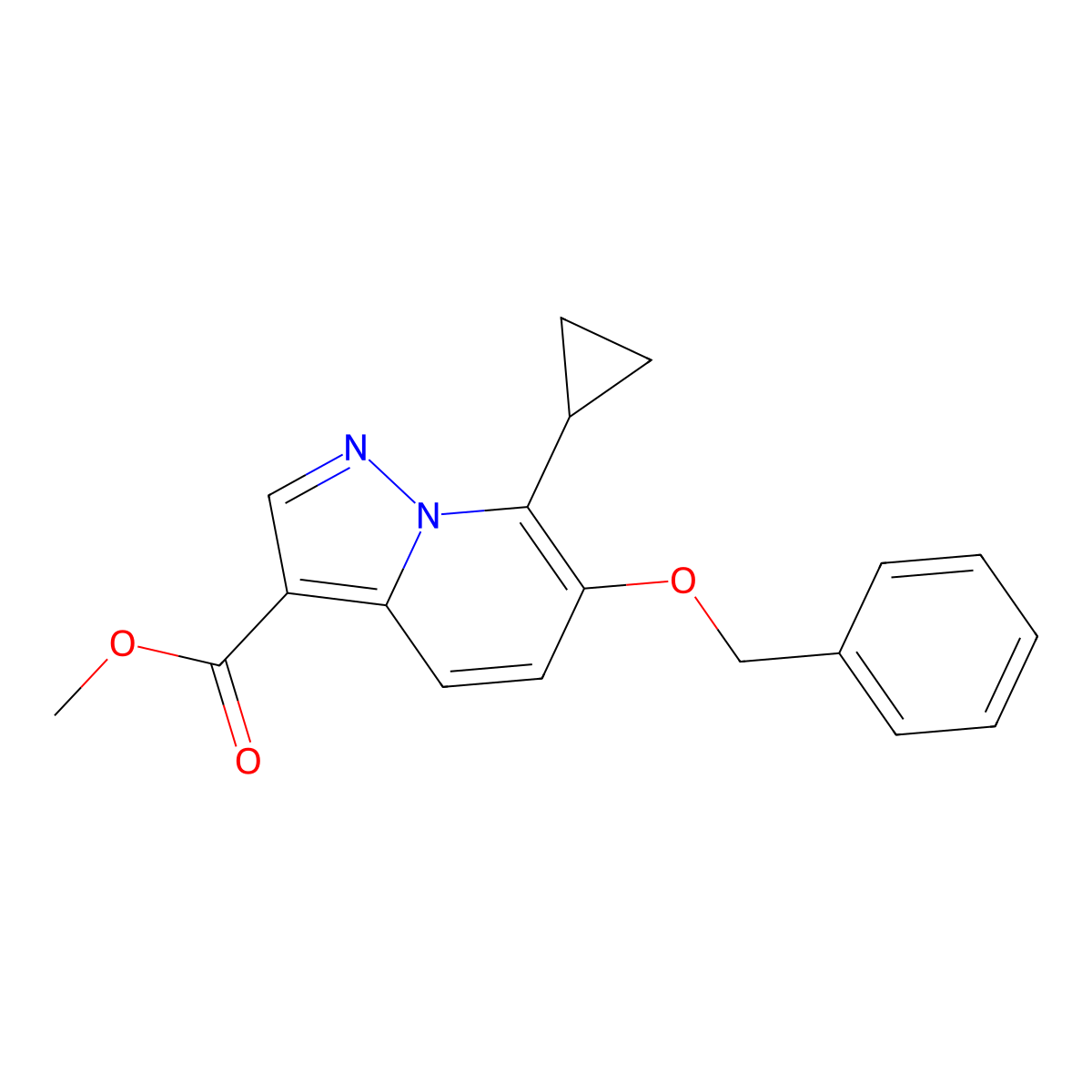 Methyl 6-(benzyloxy)-7-cyclopropylpyrazolo[1,5-a]pyridine-3-carboxylate molecular structure, CAS 1860802-16-9