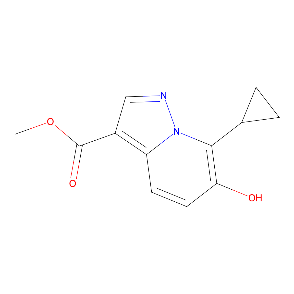 Methyl 7-cyclopropyl-6-hydroxypyrazolo[1,5-a]pyridine-3-carboxylate molecular structure, CAS 1860802-17-0
