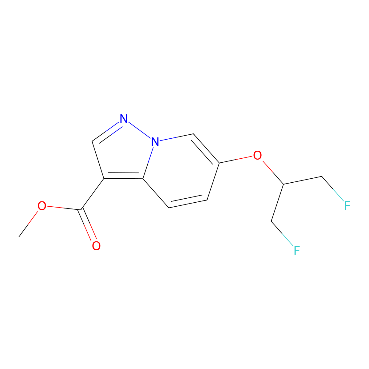 Methyl 6-((1,3-difluoropropan-2-yl)oxy)pyrazolo[1,5-a]pyridine-3-carboxylate molecular structure, CAS 1860802-33-0