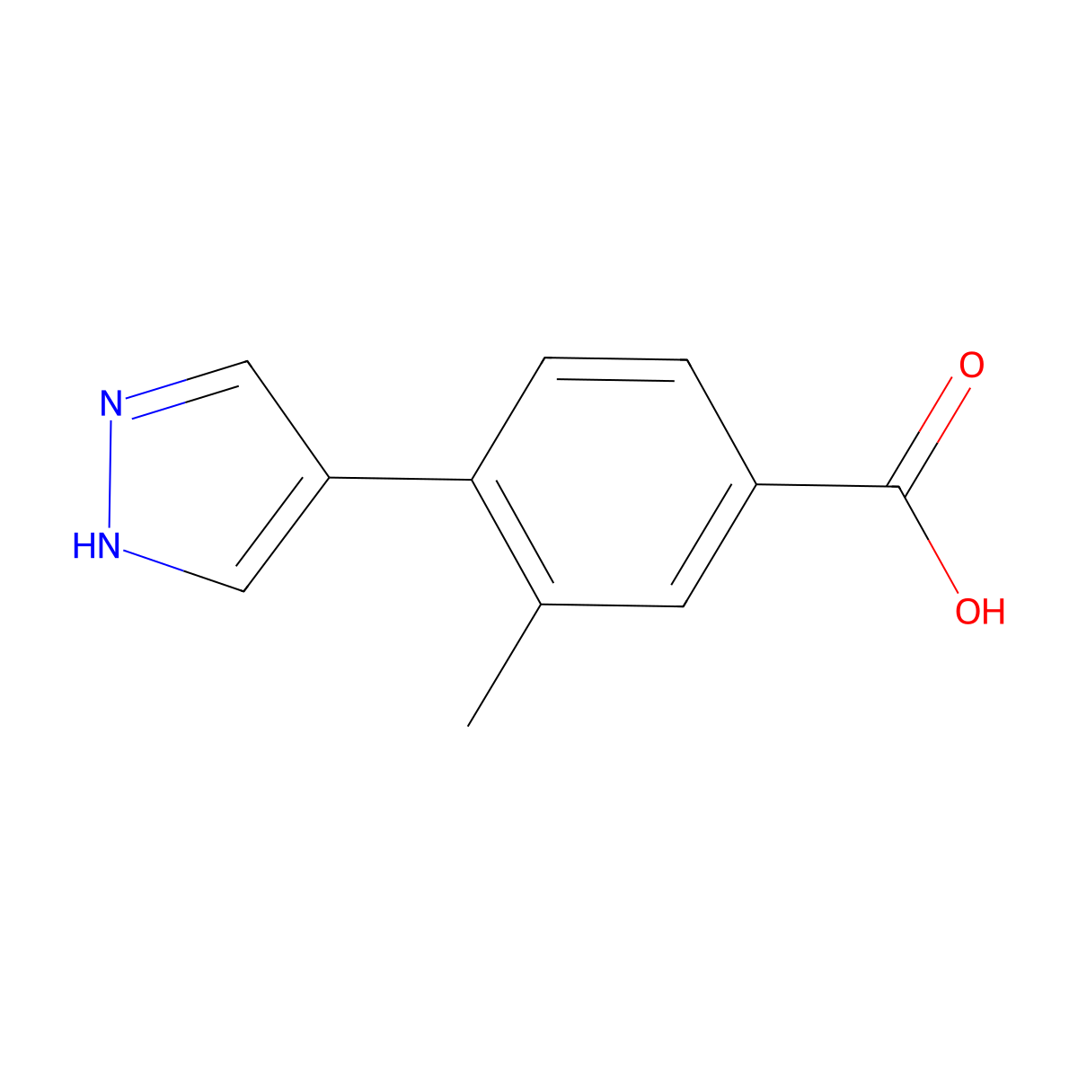 3-Methyl-4-(1H-pyrazol-4-yl)benzoic acid molecular structure, CAS 1860802-95-4