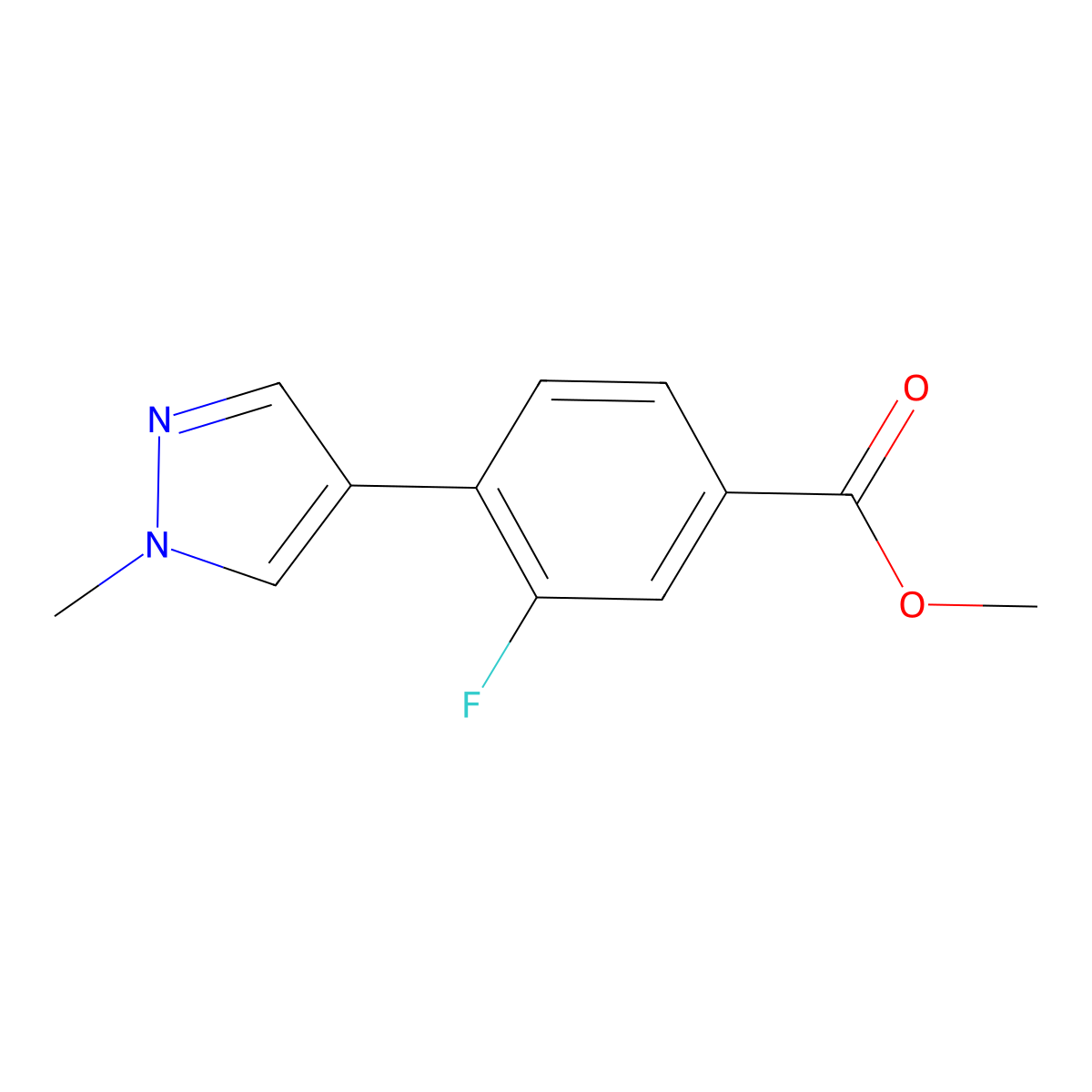 methyl 3-fluoro-4-(1-methyl-1H-pyrazol-4-yl)benzoate molecular structure, CAS 1860802-98-7