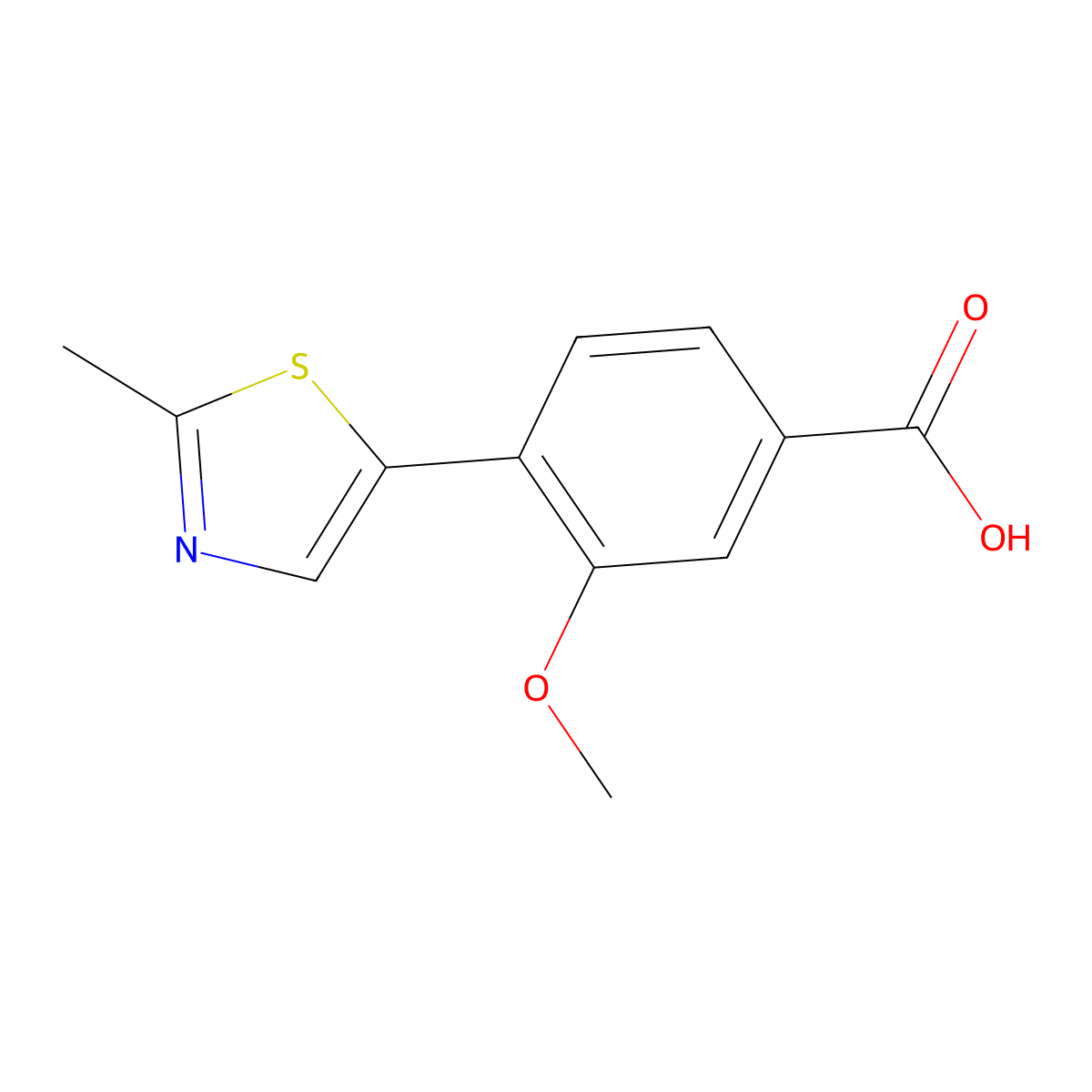 3-Methoxy-4-(2-methyl-5-thiazolyl)benzoic acid molecular structure, CAS 1860803-43-5