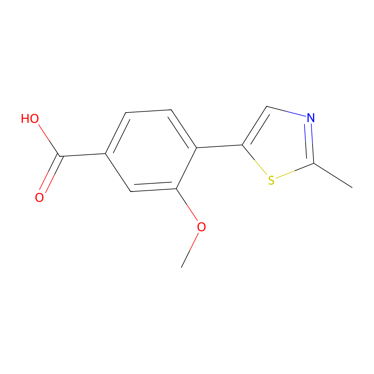 3-Methoxy-4-(2-methyl-5-thiazolyl)benzoic acid molecular structure, CAS 1860803-43-5