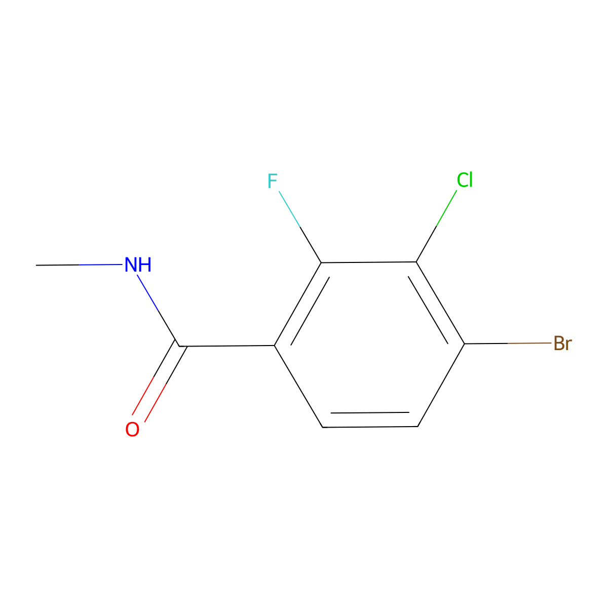 4-Bromo-3-chloro-2-fluoro-N-methylbenzamide molecular structure, CAS 1860840-79-4