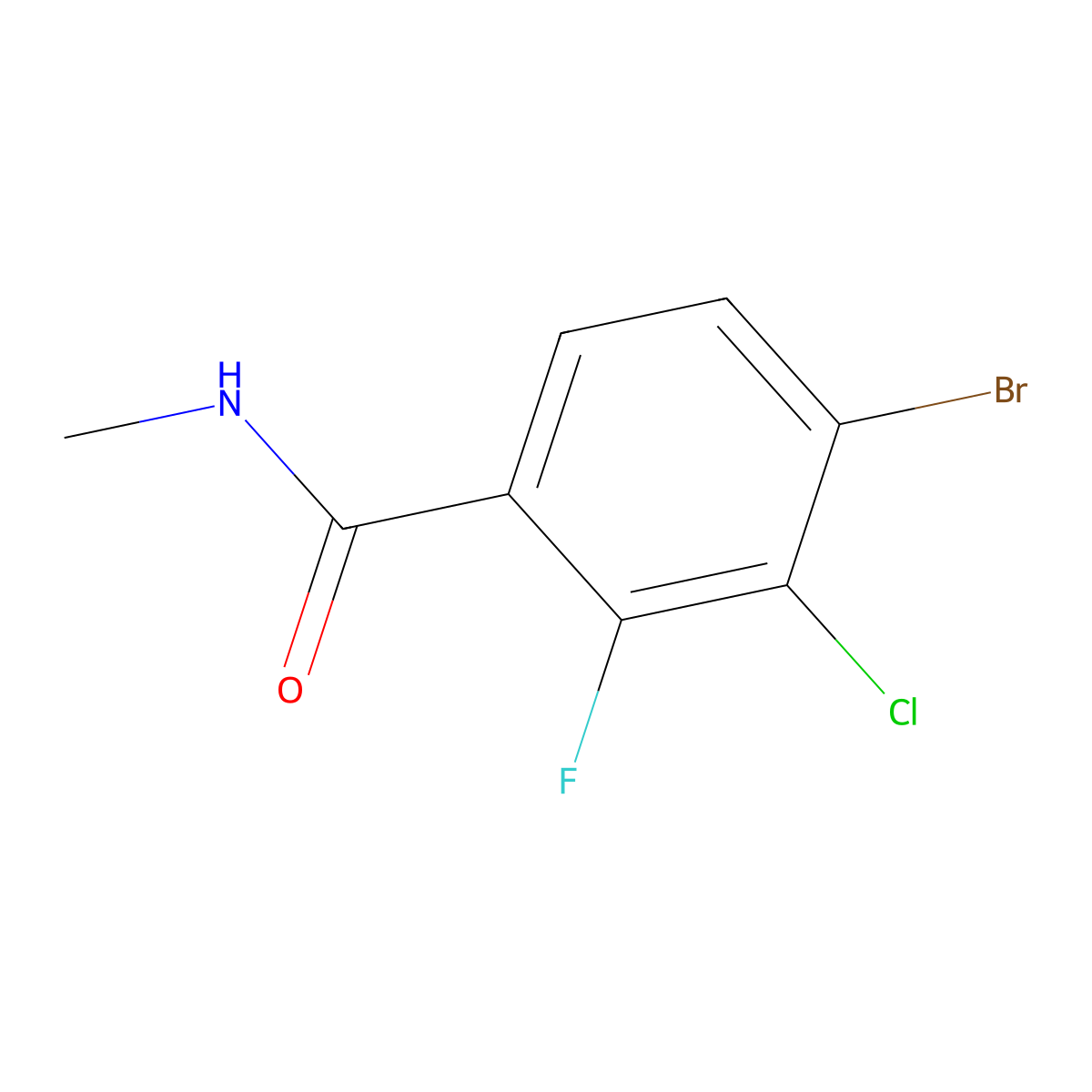 4-Bromo-3-chloro-2-fluoro-N-methylbenzamide molecular structure, CAS 1860840-79-4