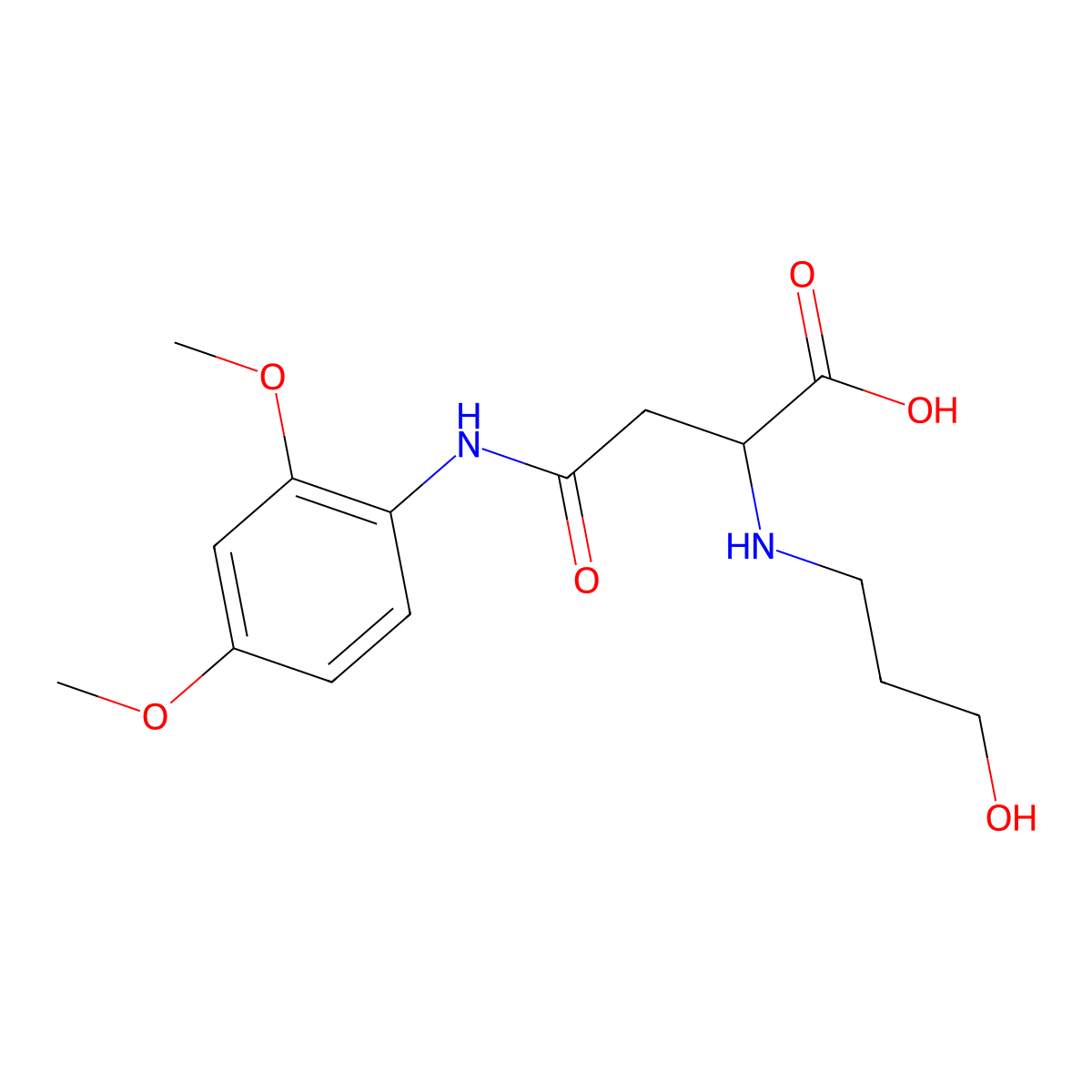 4-((2,4-Dimethoxyphenyl)amino)-2-((3-hydroxypropyl)amino)-4-oxobutanoic acid molecular structure, CAS 1860842-84-7